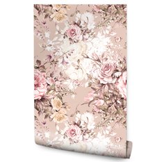 Tapeta w kwiaty, dekoracja w stylu retro - Miniaturka zdjęcia nr 1