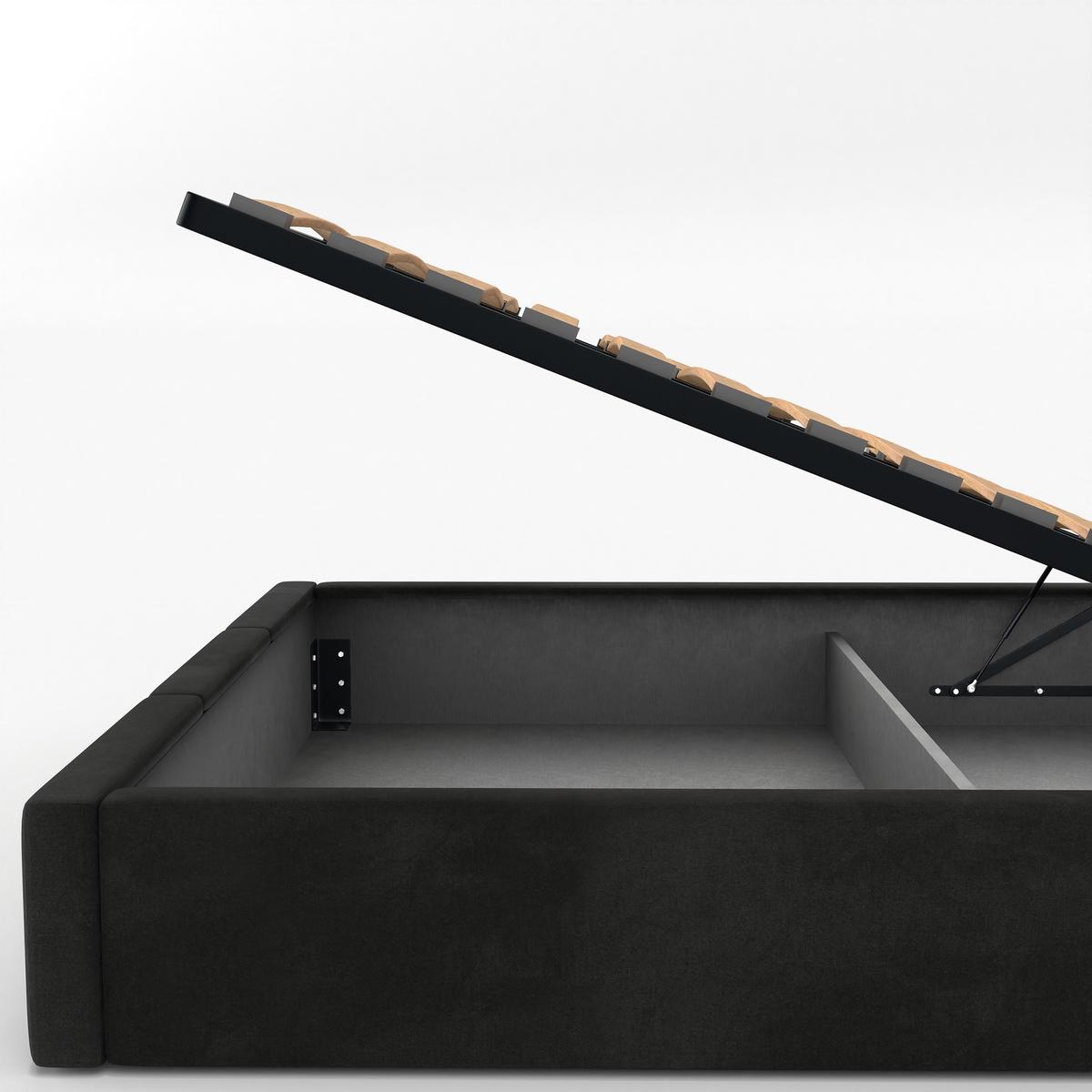 Łóżko Pojedyncze 90x200cm łóżko tapicerowane z pojemnikiem czarne do sypialni wezgłowie 88 cm nr. 10