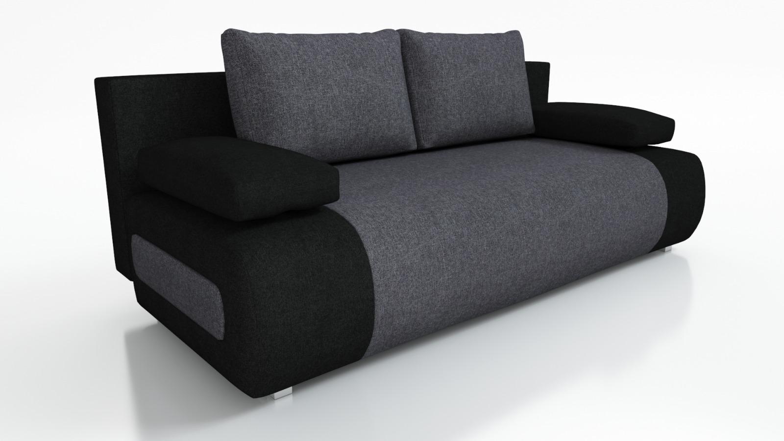 Kanapa Mia 77x102x244 cm do salonu rozkładana sawana czarno-szara