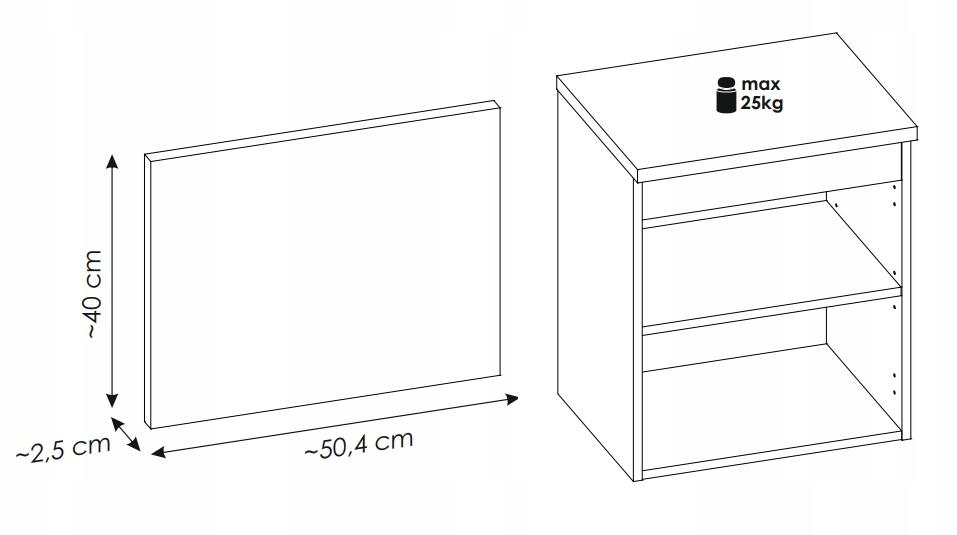 Szafka NOVA 50 cm  do łazienki z blatem wisząca ryflowany front biała nr. 9