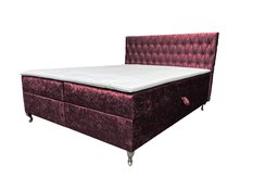 Łóżko GLACIO 200x200 cm z funkcją przechowywania i materacem do sypialni ciemnoczerwone