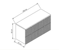 Szafka łazienkowa WILLY 120x60x47 cm pod umywalkę z szufladami wisząca z blatem kaszmir ryflowane  - Miniaturka zdjęcia nr 5