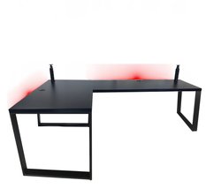 Biurko gamingowe narożne model 3 Low czarne LOFT metalowe nogi LED RGB przepust USB dla gracza 180x60x71cm - Miniaturka zdjęcia nr 2