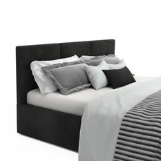 Łóżko tapicerowane 120x200x120 cmz pojemnikiem do sypialni  automatycznym na pościel czarne - Miniaturka zdjęcia nr 12