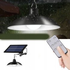 Lampa 18 cm solarna żyrandol z pilotem do ogrodu czarna  - Miniaturka zdjęcia nr 3