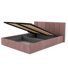Łóżko tapicerowane 140x200 premium z pojemnikiem do sypialni różowe wezgłowie 107 cm - Miniaturka zdjęcia nr 11