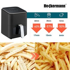 Frytkownica beztłuszczowa Air Fryer 4L Heckermann® RA510D Srebrna - Miniaturka zdjęcia nr 3