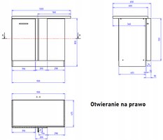 Szafka kuchenna dolna 100x86x60 cm stojąca narożna z blatem dąb sonoma do kuchni - Miniaturka zdjęcia nr 6