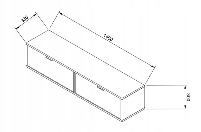 Szafka wisząca RTV AURA 140x33x30 cm do salonu biała nr. 3