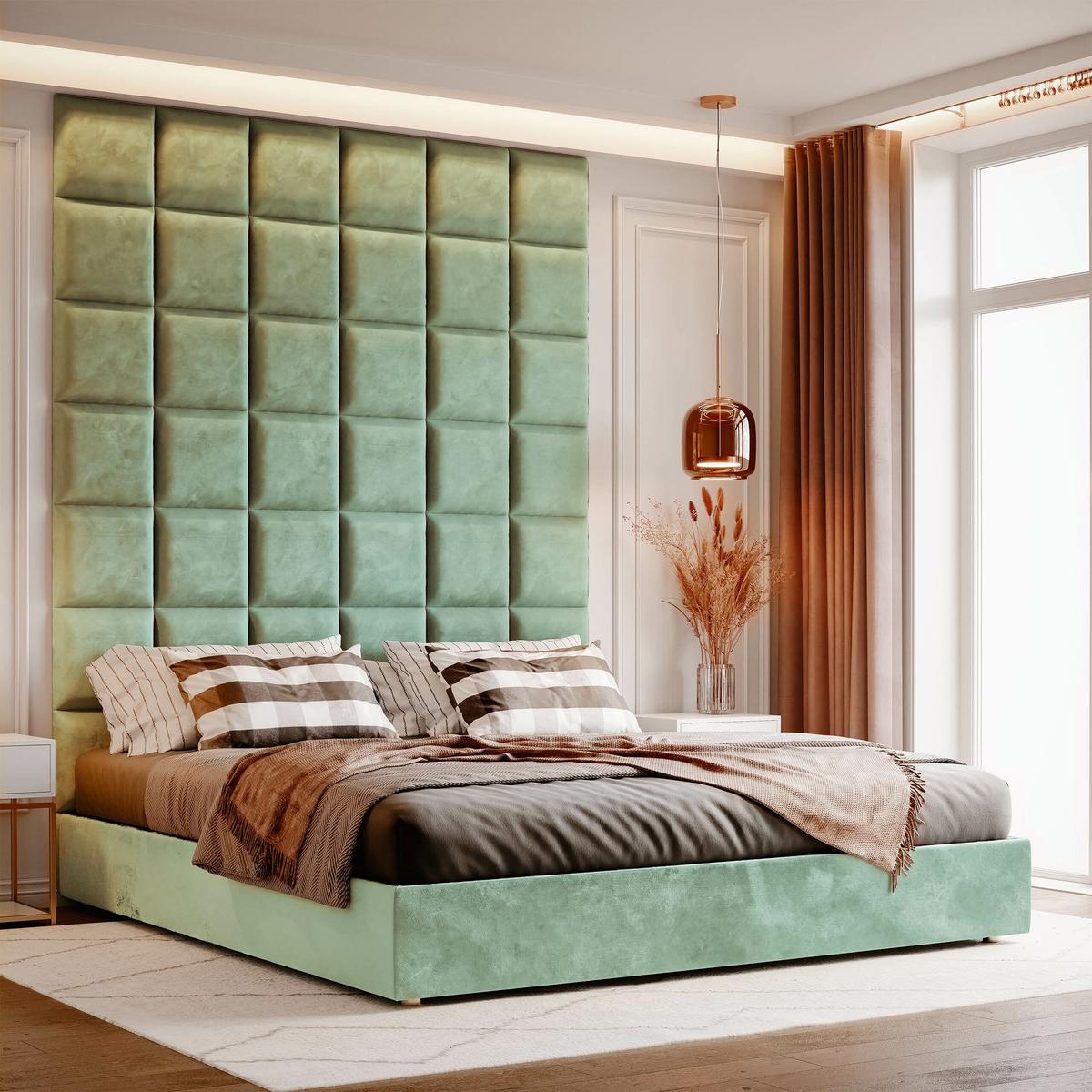 Panele tapicerowane 50x50 na ścianę magic velvet miętowy nr. 5