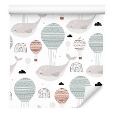Tapeta Do Pokoju Dzieci WIELORYBY Balony Chmurki  - Miniaturka zdjęcia nr 3