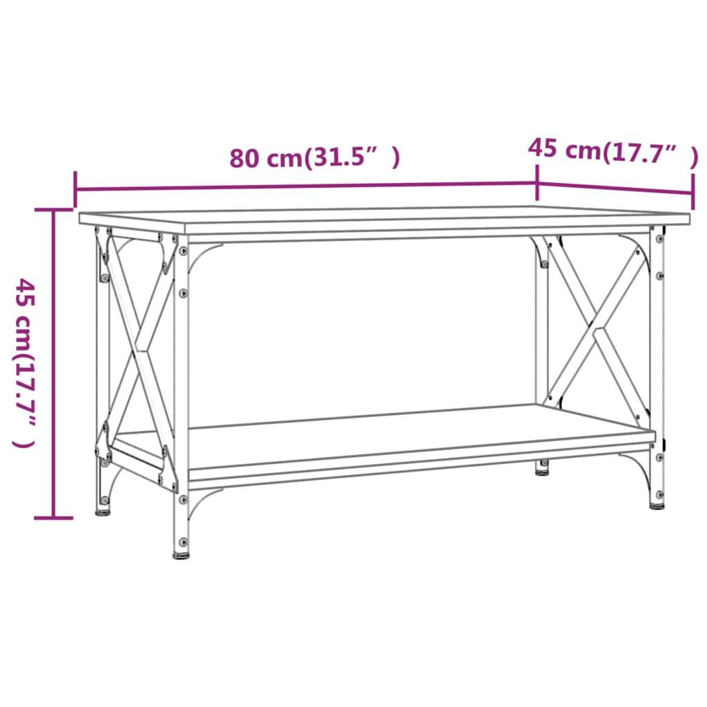 Stolik kawowy 80x45x45 cm z praktyczną dolną półką czarny do salonu nr. 8