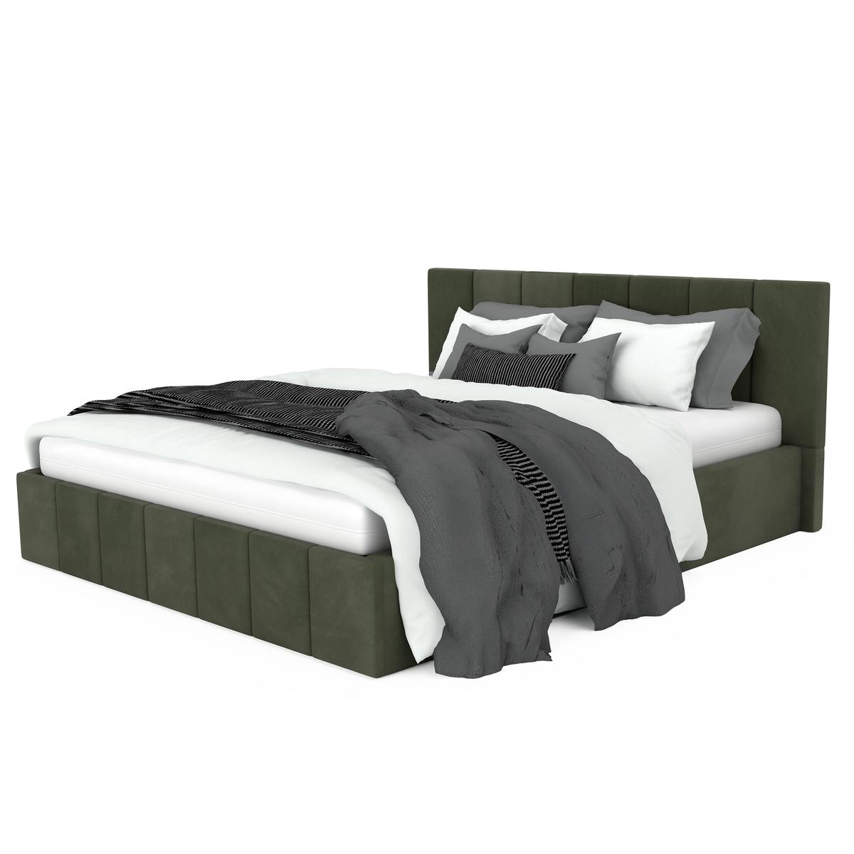 Łóżko tapicerowane 140x200 premium z pojemnikiem do sypialni khaki wezgłowie 107 cm nr. 8