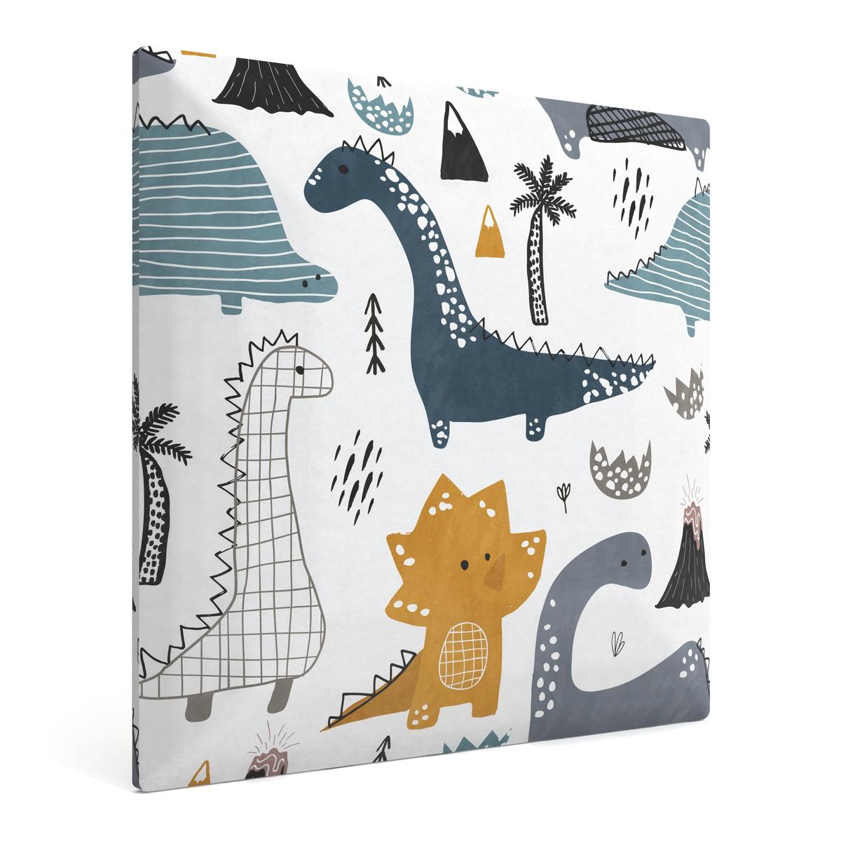 Panele tapicerowane 30x30 cm dinozaury z nadrukiem dla dzieci na ścianę 