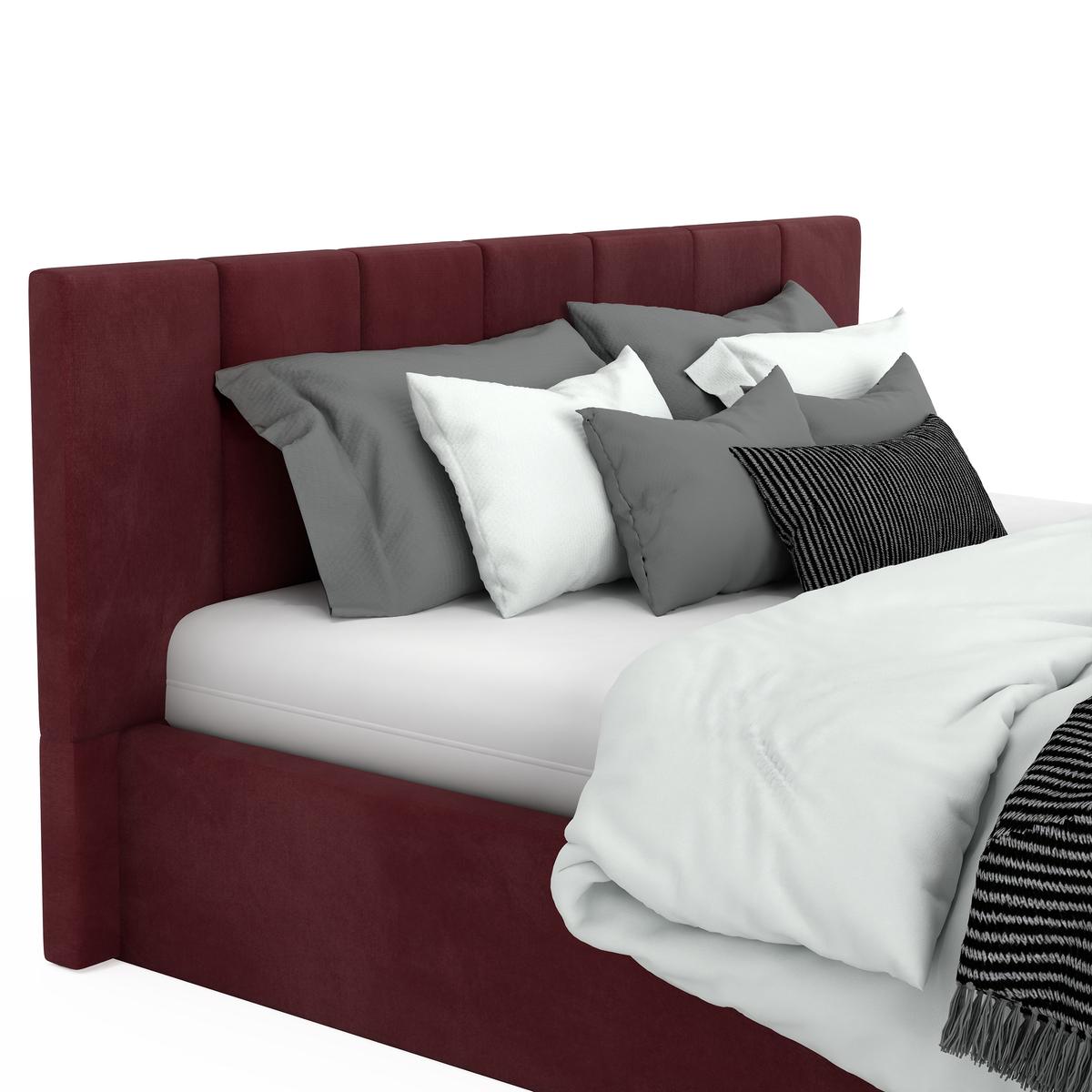 Łóżko tapicerowane 140x200 premium z pojemnikiem do sypialni bordowe wezgłowie 107 cm nr. 10