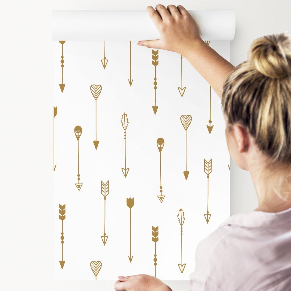 Tapeta Fizelinowa Beżowe Plemienne STRZAŁY Boho  nr. 5