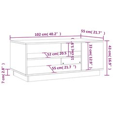 Stolik kawowy 102x55x43 cm cm z przestronnymi półkami czarny z płyty wiórowej do salonu - Miniaturka zdjęcia nr 7