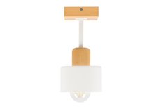 Lampa sufitowa 12 x 12 x 25 cm jednopunktowy spot z drewna i metalu gwint E27 biała do salonu - Miniaturka zdjęcia nr 5