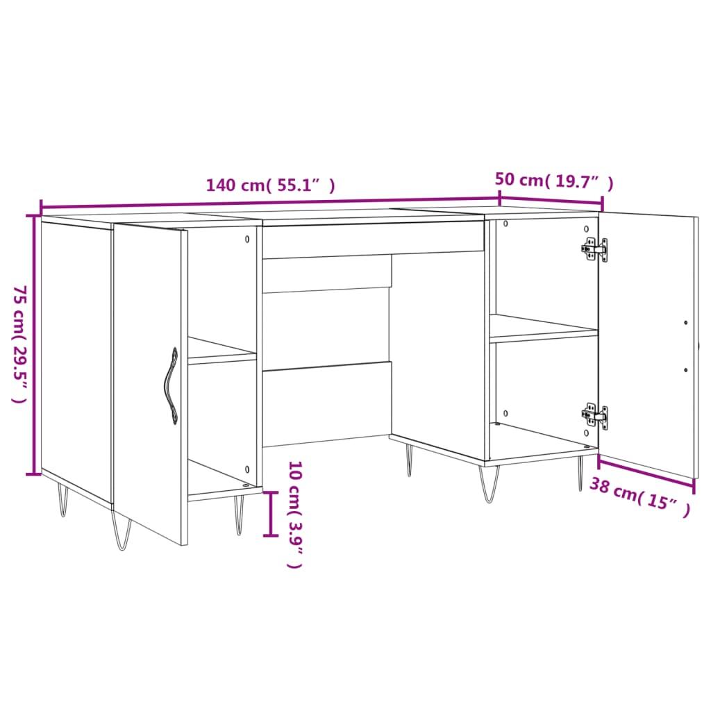 Biurko 100x50x75 cm z szafkami szary beton do biura lub pokoju czy gabinetu nr. 12