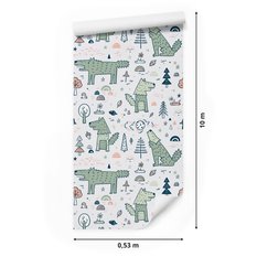 Tapeta Dla Dzieci WILKI Las Rośliny Tęcza Natura  - Miniaturka zdjęcia nr 2