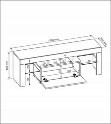 Zestaw mebli do salonu komoda 140x39x79 cm szafka RTV 130x35x48,5 cm podświetlenie LED biały połysk  - Miniaturka zdjęcia nr 5