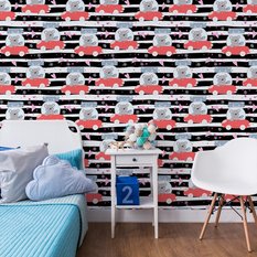 Tapeta Dziecięca MISIE Autka Serca Gwiazdki Paski 53x1000  - Miniaturka zdjęcia nr 5