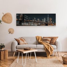 Obraz Do Salonu Nocna Panorama NY Most Brookliński Architektura 145x45cm - Miniaturka zdjęcia nr 6