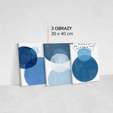 Obrazy Na Płótnie Set Akwarelowe Niebieskie Koła Abstrakcja 90x40cm - Miniaturka zdjęcia nr 10