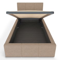 Łóżko Pojedyncze 90x200cm łóżko tapicerowane z pojemnikiem beżowe do sypialni wezgłowie 88 cm - Miniaturka zdjęcia nr 9