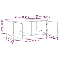 Stolik kawowy 80x50x35 cm z zamykanymi szafkami lite drewno sosnowe biały do salonu - Miniaturka zdjęcia nr 10