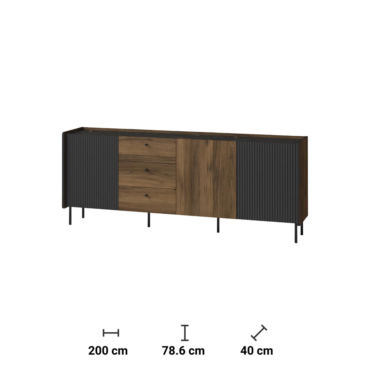 Komoda Prestigo 200 cm do salonu orzech czarny mat nr. 5