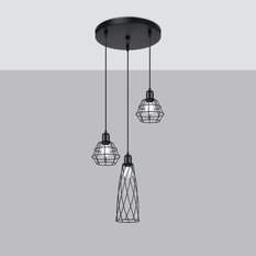 Lampa wisząca SUBA 3P czarna 120x38x38cm nowoczesna E14 do salonu - Miniaturka zdjęcia nr 2