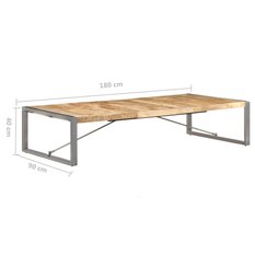 Stolik kawowy 180x90x40 cm na stabilnej ramie w stylu industrialnym z drewna mango do salonu - Miniaturka zdjęcia nr 7