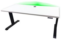 Biurko gamingowe elektryczne model 2 LOW 160x80x70-118 cm regulowane nogi LED RGB pilot przepust białe - Miniaturka zdjęcia nr 3