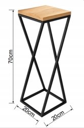 Kwietnik 70x20 cm do salonu sypialni stojak metal deska dąb prawdziwe drewno i stal czarny - Miniaturka zdjęcia nr 4