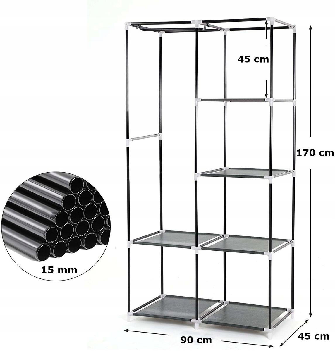 Szafa 90 cm do garderoby przedpokoju sypialni  tekstylna materiałowa szara nr. 5