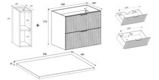 Szafka łazienkowa FLOW 80 cm regał i blat czarny dąb craft złoty - Miniaturka zdjęcia nr 16