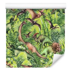 Tapeta Dla Chłopca DINOZAURY Liście Komiks Ozdoba  - Miniaturka zdjęcia nr 6