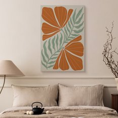 Obraz Do Salonu Pomarańczowe Kwiaty Liście Styl Boho Natura 80x120cm - Miniaturka zdjęcia nr 5