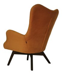 Fotel skandynawski ETERNO 77x102x87 cm musztardowy z czarnymi nogami do salonu  - Miniaturka zdjęcia nr 4