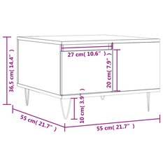 Stolik kawowy 55x55x36,5 cm z półką i szufladą biały do salonu - Miniaturka zdjęcia nr 11