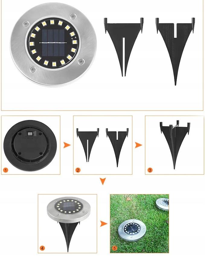 Lampa 13 cm solarna ogrodowa LED gruntowa najazdowa do ogrodu  nr. 2