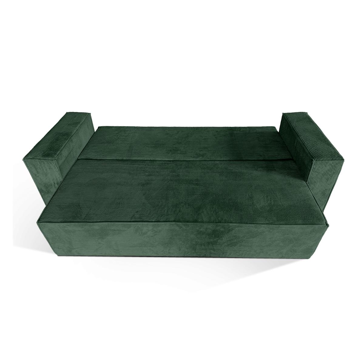 Kanapa Verona 248x96x93 cm z funkcją spania i pojemnikiem sztruks butelkowa zieleń do salonu nr. 3