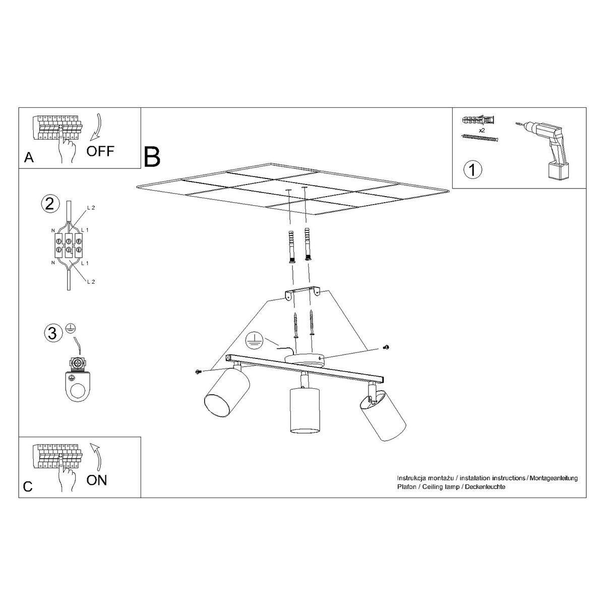 Plafon LEMMI 3 czarny 20x8x46cm GU10 nowoczesna lampa do salonu nr. 6