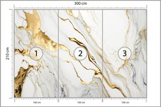 Fototapeta Ścienna Biały MARMUR Elementy Złota Abstrakcja Kamień 300x210 Dekoracja 3D - Miniaturka zdjęcia nr 2