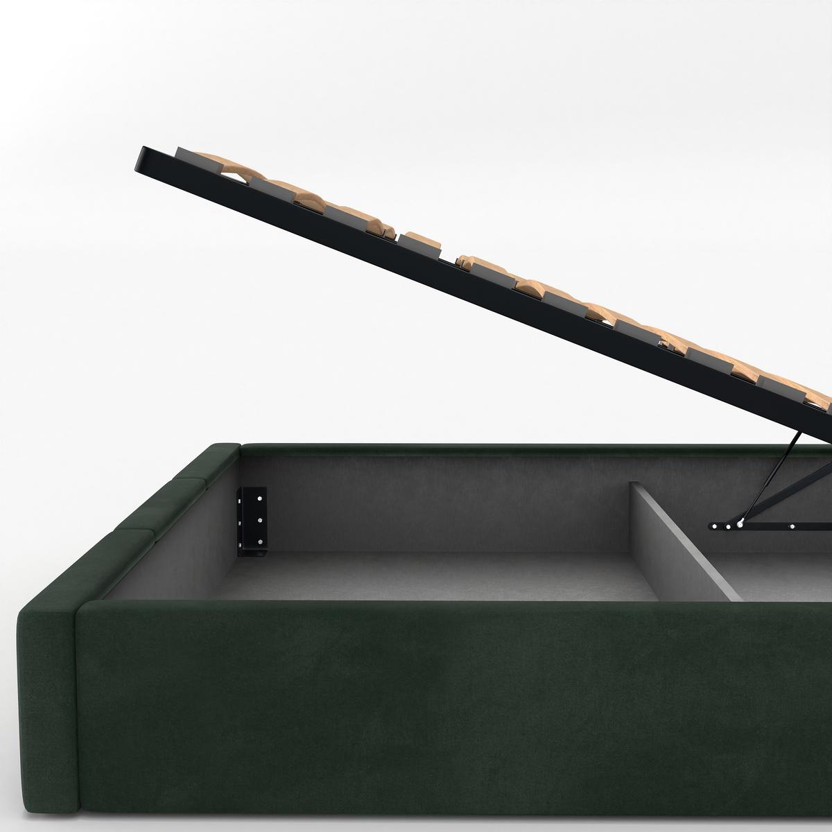 Łóżko Pojedyncze 90x200cm łóżko tapicerowane z pojemnikiem butelkowa zieleń do sypialni wezgłowie 100 cm nr. 10