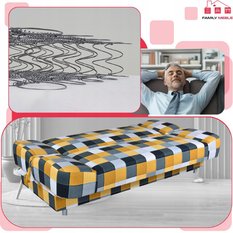 Wersalka SARA PRINT 200x95 cm kwadraty rozkładana kanapa z pojemnikiem sofa do salonu Geometry - Miniaturka zdjęcia nr 5