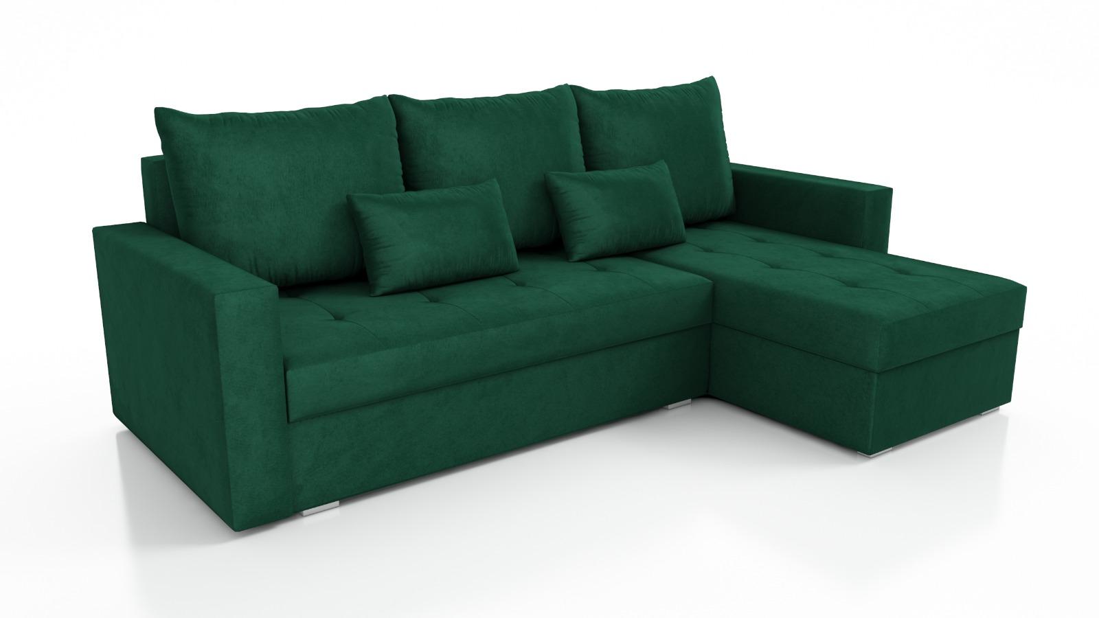 Narożnik Focus 85x229x143 cm do salonu rozkładany kronos ciemnozielony