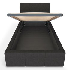 Łóżko Pojedyncze 90x200cm łóżko tapicerowane z pojemnikiem grafitowe do sypialni wezgłowie 120 cm - Miniaturka zdjęcia nr 9