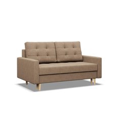 Sofa ELMA 152x88x92 cm  2-osobowa skandynawska rozkładana z pojemnikiem na nóżkach do salonu sprężyna bonell beżowa - Miniaturka zdjęcia nr 2